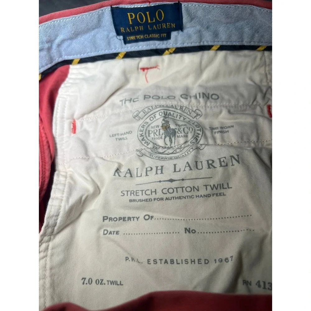 Polo Ralph Lauren Mens Stretch Classic Fit Chino Shorts Coral Pink Size 38